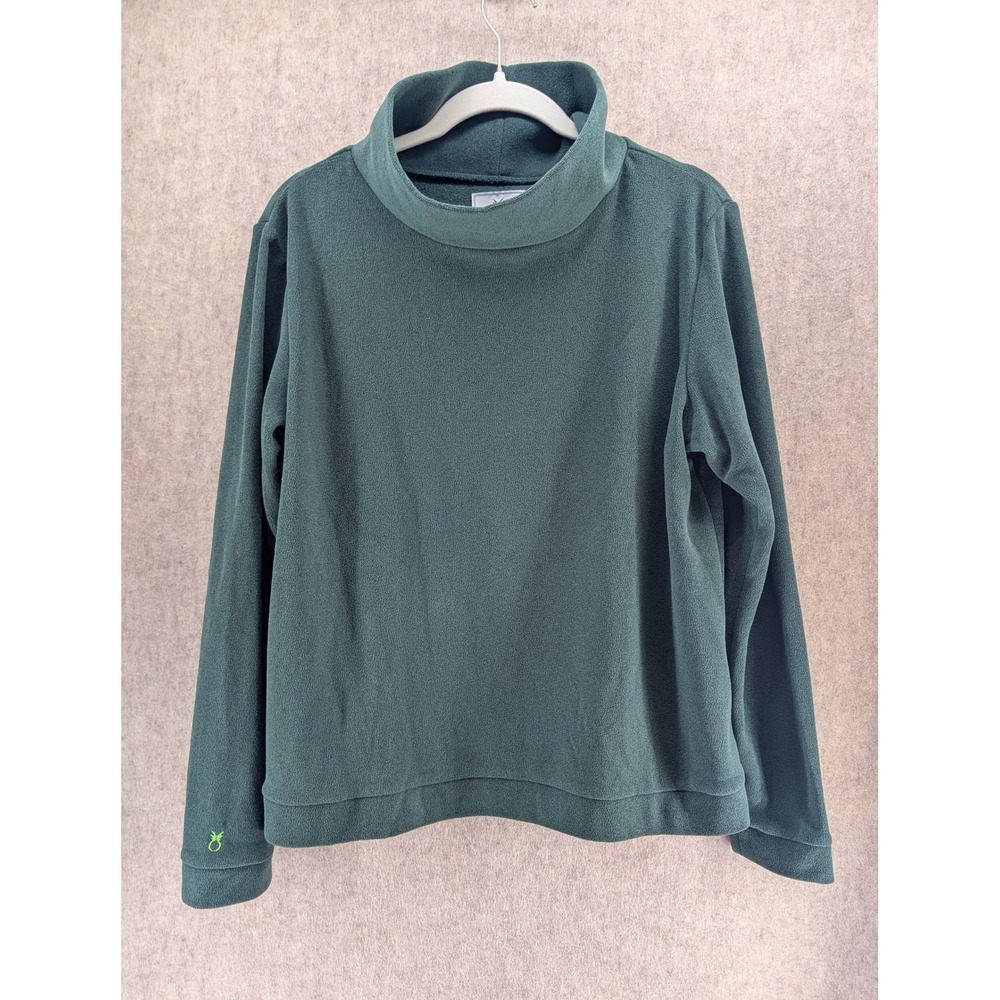 Dudley Stephens Green Fleece Turtleneck Pullover Top Womens XL Made in USA